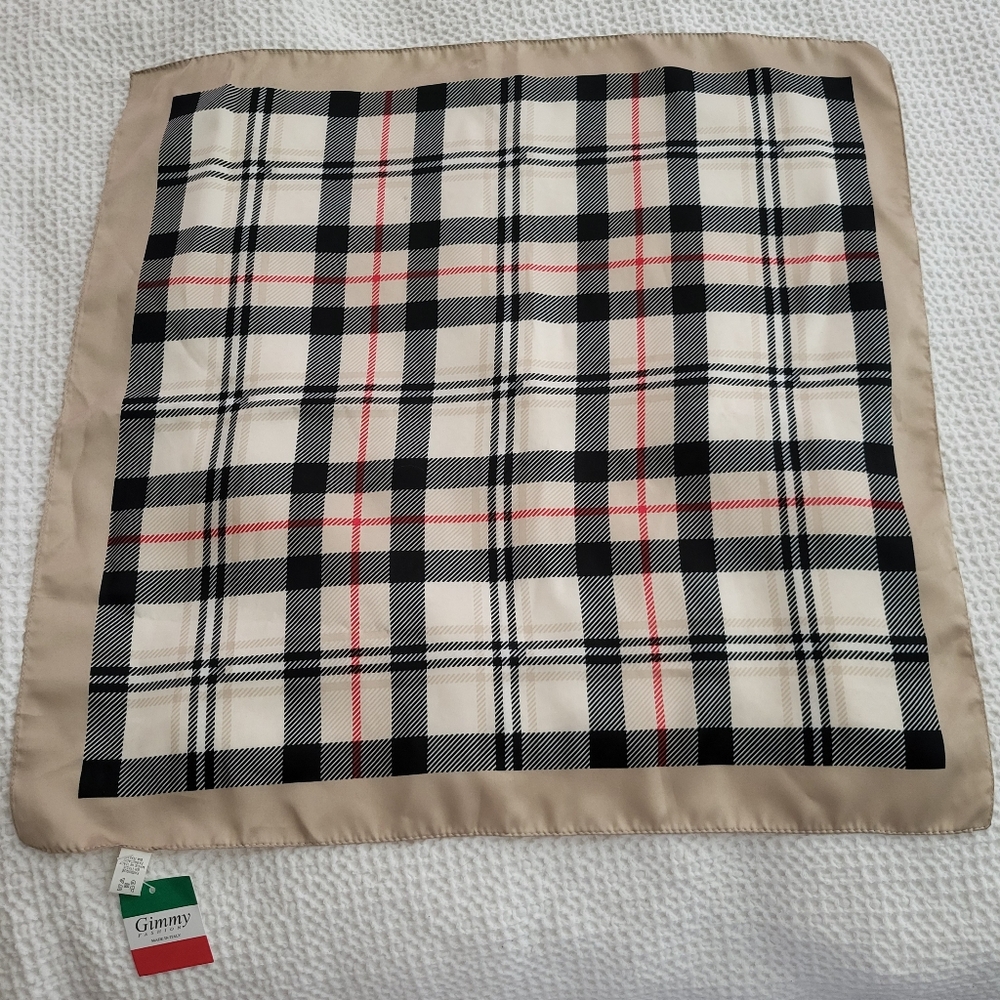 Square Plaid Scarf. 20" X 20".‎